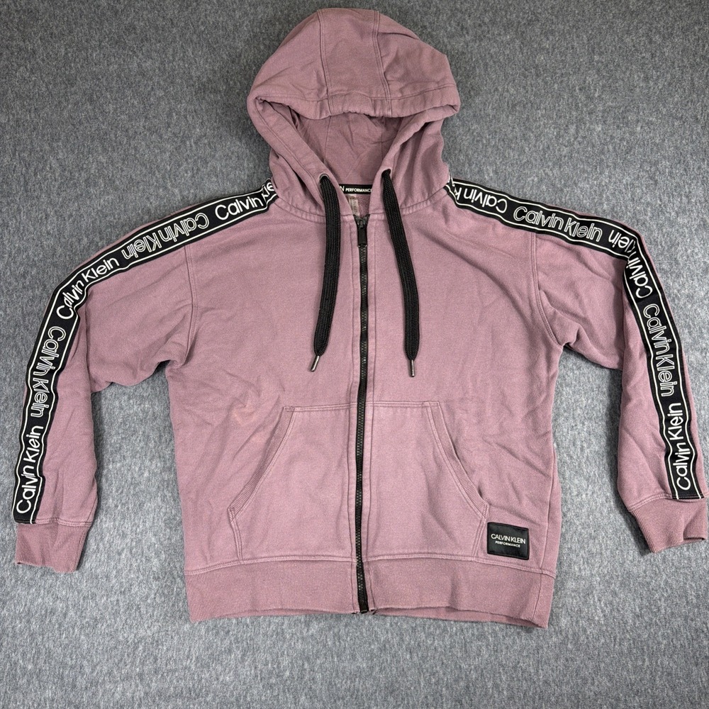 Calvin Klein Hoodie‎ Women's Size S Logo Full Zip Performance Purple STAINED